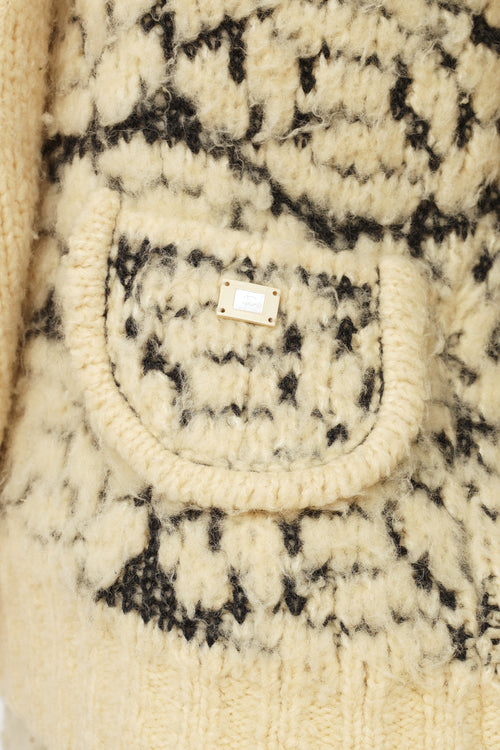 Chanel Cream & Black Knit Wool Sweater