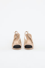 Chanel Laser Cut Leather Lace Slingback Heel