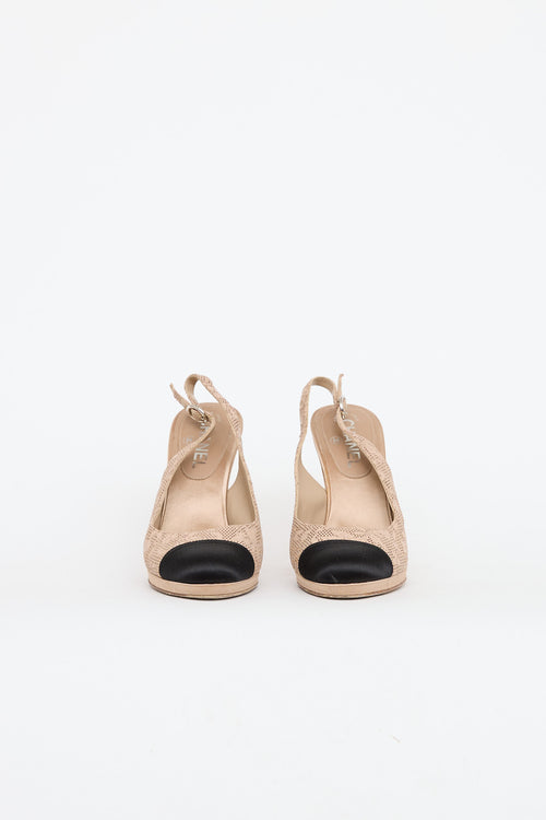 Chanel Laser Cut Leather Lace Slingback Heel