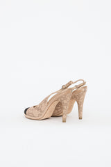 Chanel Laser Cut Leather Lace Slingback Heel
