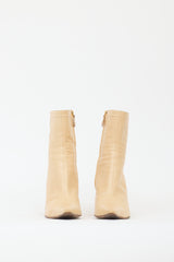 Chanel Cream Leather CC Ankle Boot