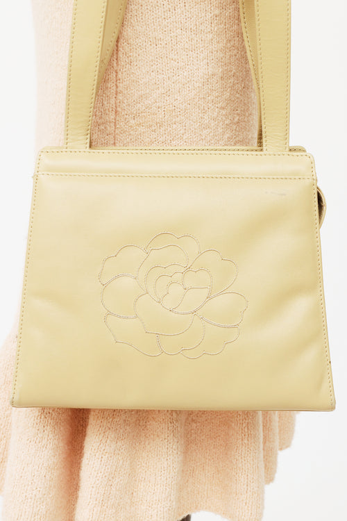 Chanel Beige Camellia Embroidered Mini Tote Bag