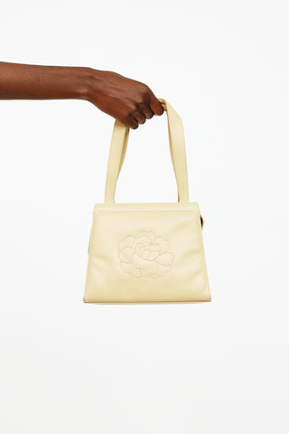 Chanel Beige Camellia Embroidered Mini Tote Bag