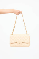 Chanel 2010 Caviar Leather Double Flap Jumbo Bag
