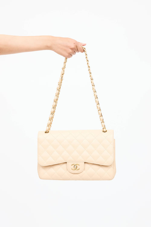 Chanel 2010 Caviar Leather Double Flap Jumbo Bag
