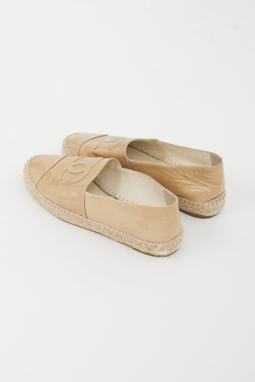 Chanel Beige Patent Leather CC Espadrille