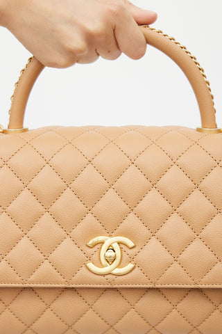 Chanel Beige Quilted Leather Small Coco Bag