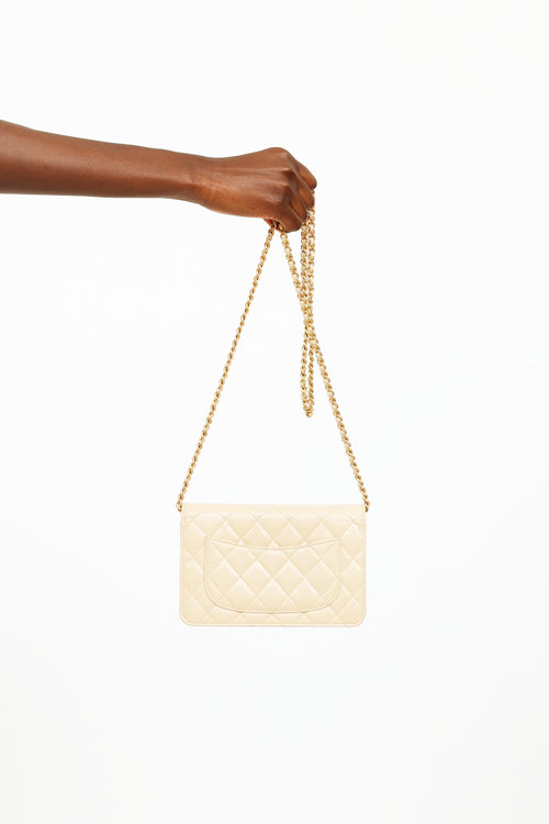 Chanel 2014/15 Beige Patent Aged Reissue Wallet On Chain Bag