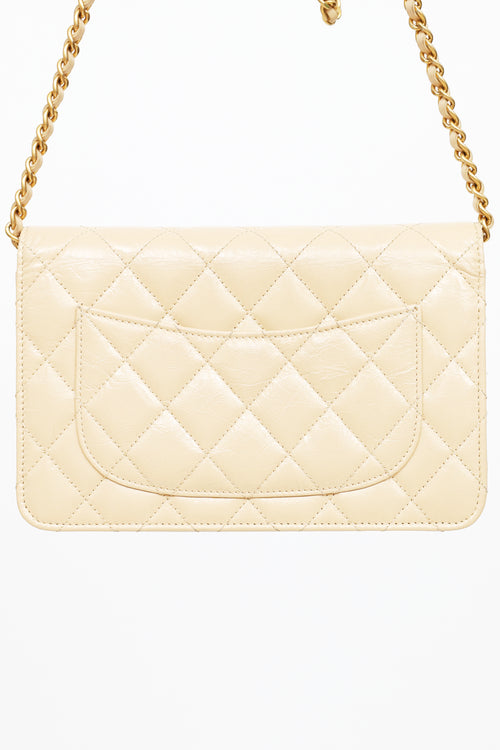 Chanel 2014/15 Beige Patent Aged Reissue Wallet On Chain Bag