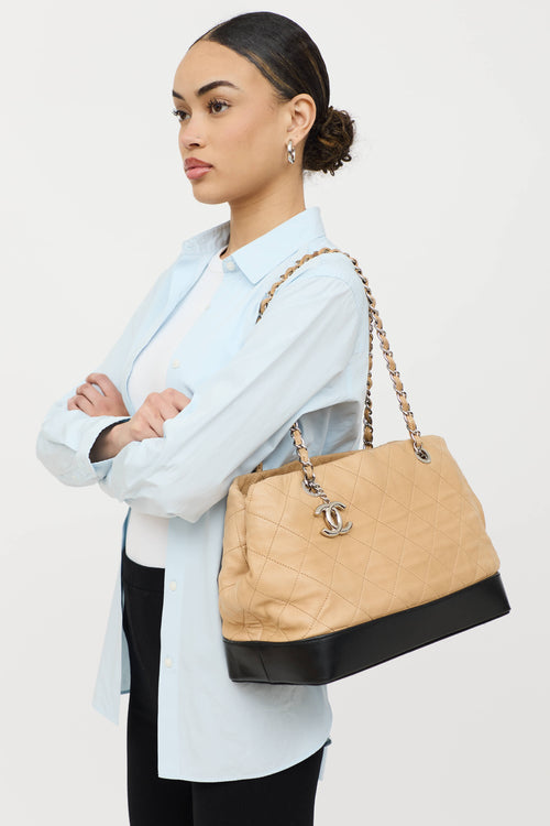 Chanel 2010 Quilted VIP Contrast Tote Bag