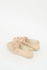 Chanel Beige Suede Camellia CC Espadrille Sneaker