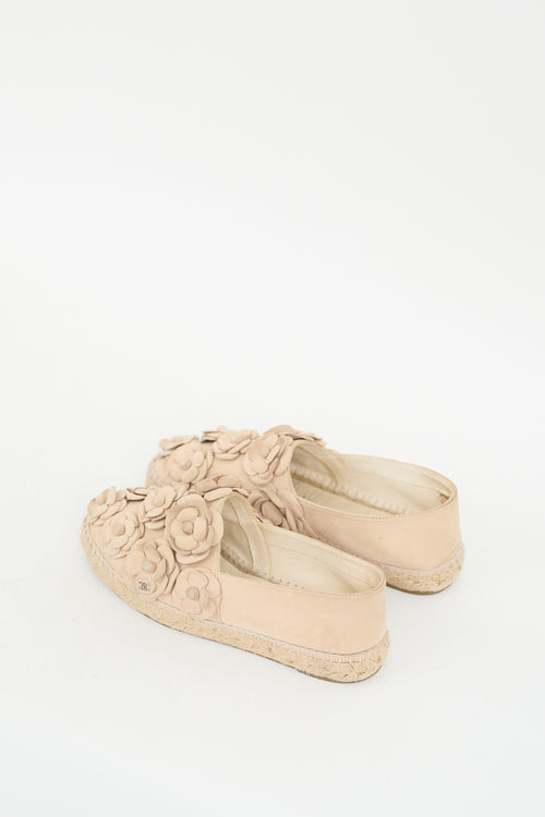 Chanel Beige Suede Camellia CC Espadrille Sneaker