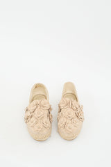 Chanel Beige Suede Camellia CC Espadrille Sneaker