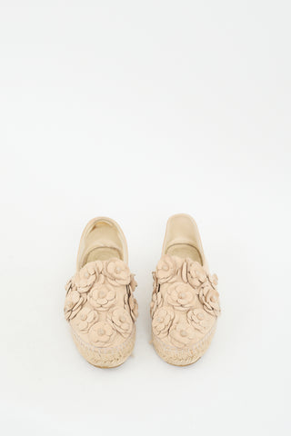 Chanel Beige Suede Camellia CC Espadrille Sneaker