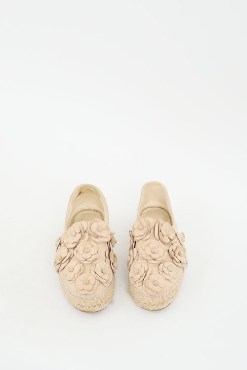 Chanel Beige Suede Camellia CC Espadrille Sneaker