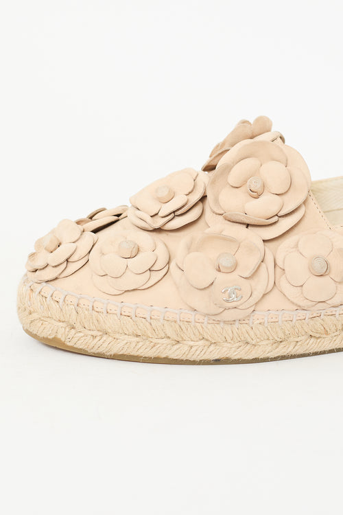 Chanel Beige Suede Camellia CC Espadrille Sneaker