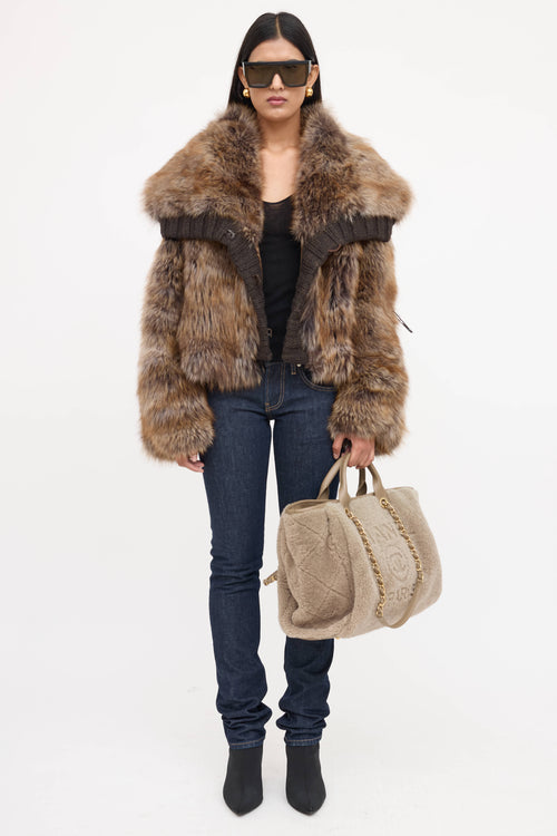 Chanel 2029 Shearling Deauville Tote