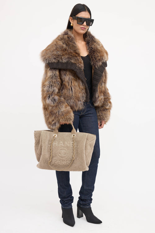 Chanel 2023 Shearling Deauville Tote