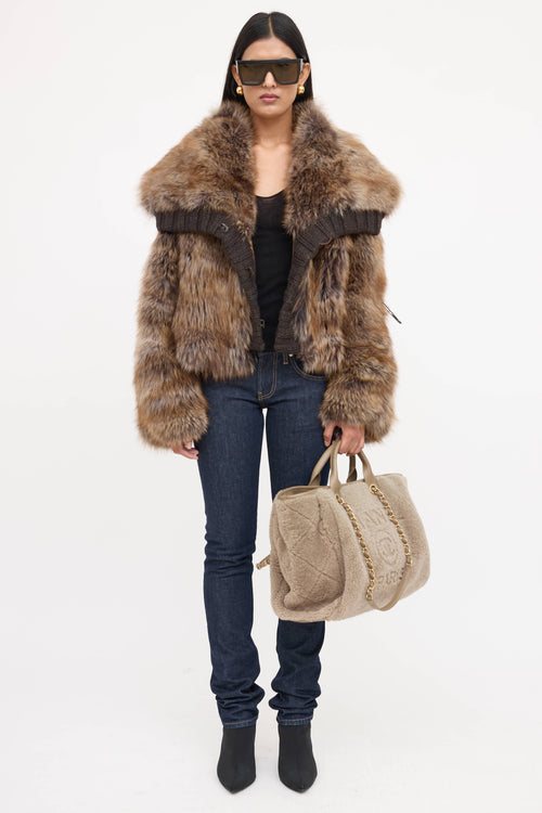 Chanel 2029 Shearling Deauville Tote