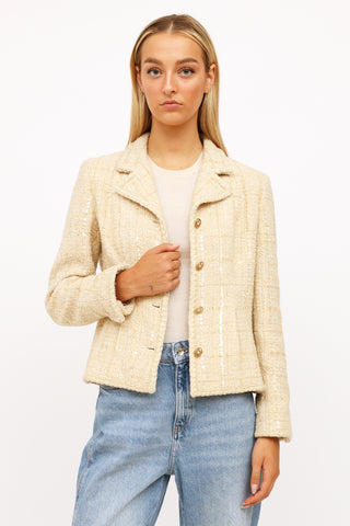 Chanel 2001 Cream Tweed & Sequin Jacket