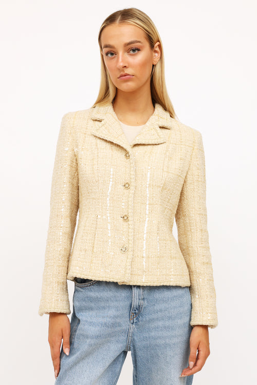 Chanel 2003 Cream Tweed & Sequin Jacket