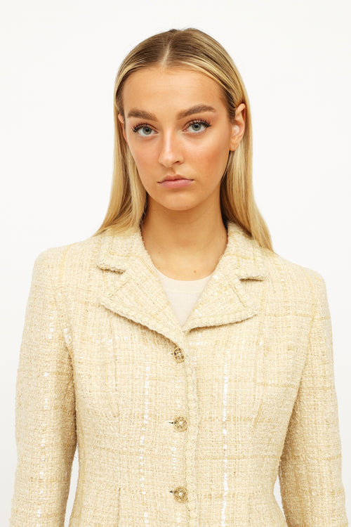 Chanel 2004 Cream Tweed & Sequin Jacket