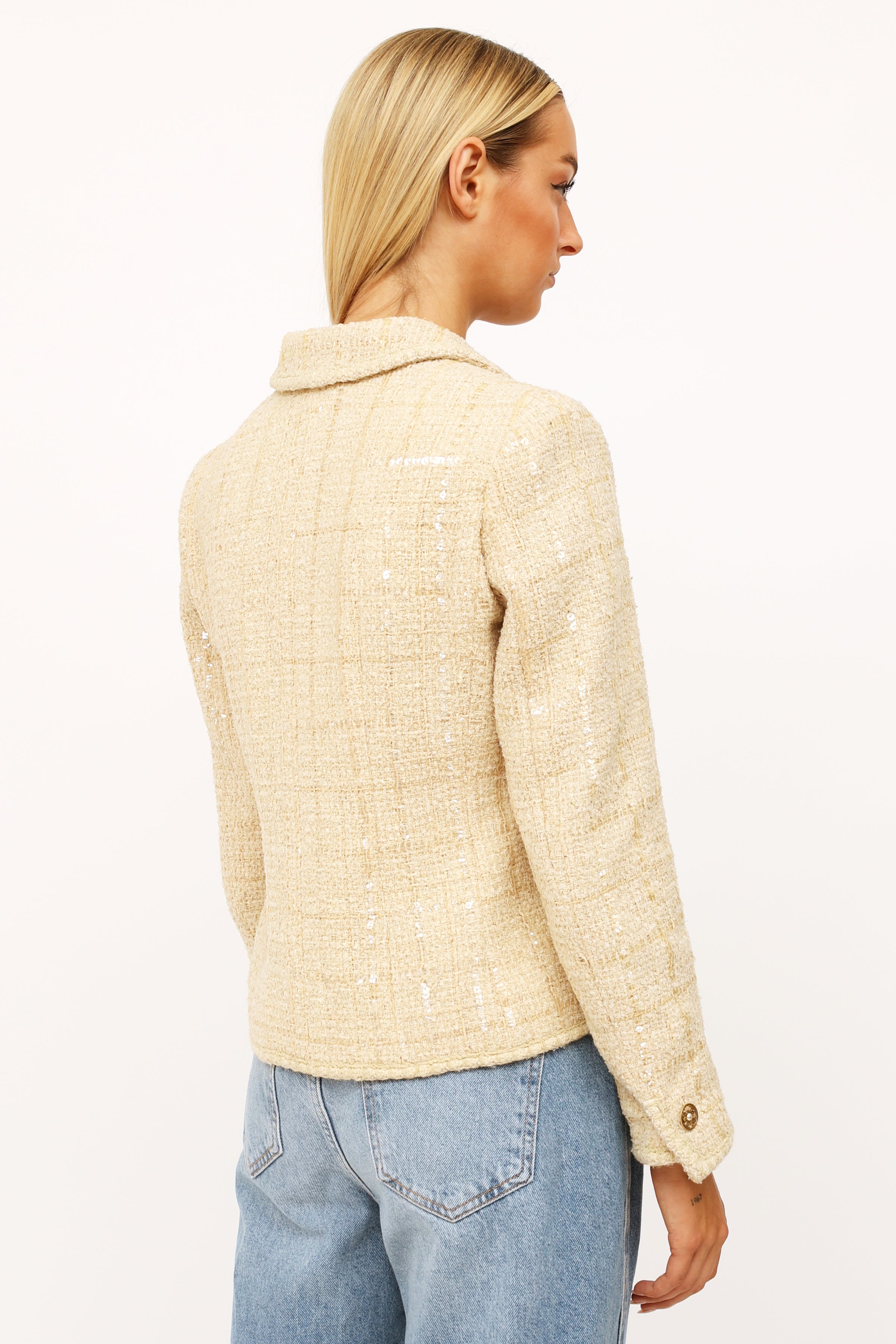 Chanel // 2001 Cream Tweed & Sequin Jacket – VSP Consignment