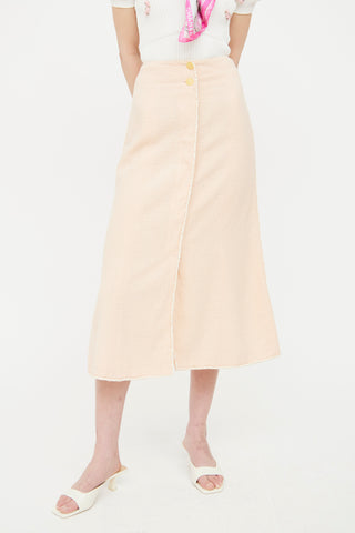 Chanel Pink Tweed Button Up Skirt