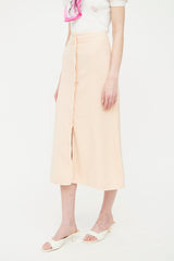 Chanel Pink Tweed Button Up Skirt