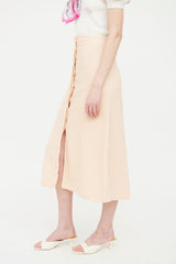 Chanel Pink Tweed Button Up Skirt