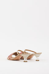 Chanel Beige & Red Suede Embellished Sandal