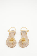 Chanel Beige & Gold Camellia Jelly Sandal