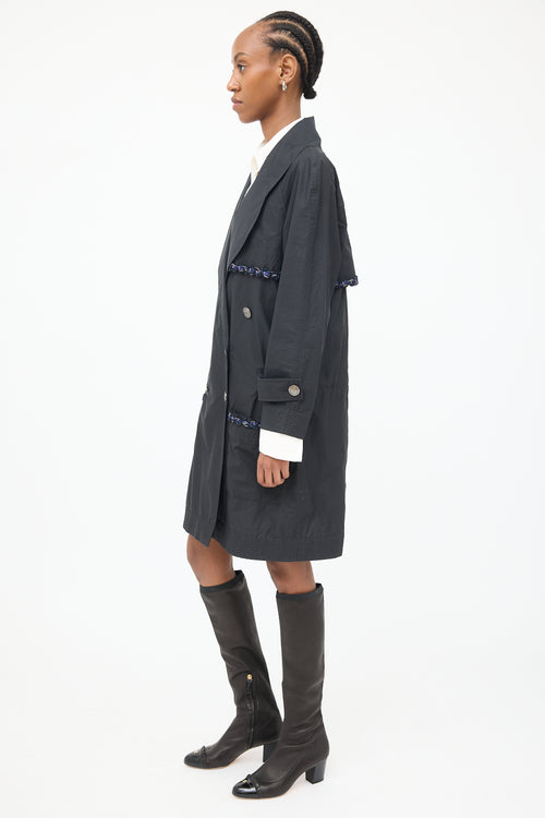 Chanel Black 2014 Double Breasted Trench Coat