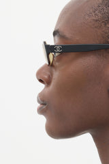Chanel Black 3055-B Embellished Rectangle Clear Glasses