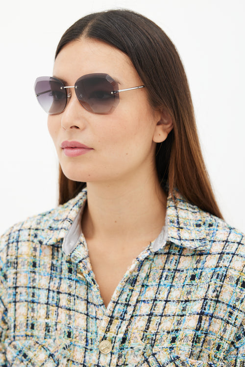 Chanel Black 4220 Tapered Aviator Sunglasses