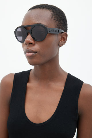 Chanel Black 5419-B Aviator Sunglasses