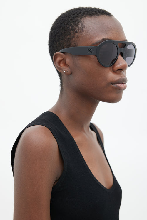 Chanel Black 5419-B Aviator Sunglasses