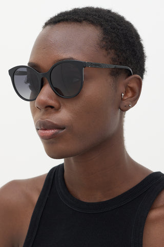 Chanel Black 5440-A Textured Circular Sunglasses