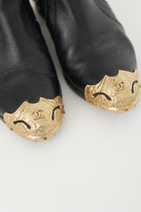Chanel Black & Gold Leather Bootie