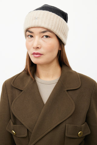 Chanel Black & Beige Cashmere Beanie