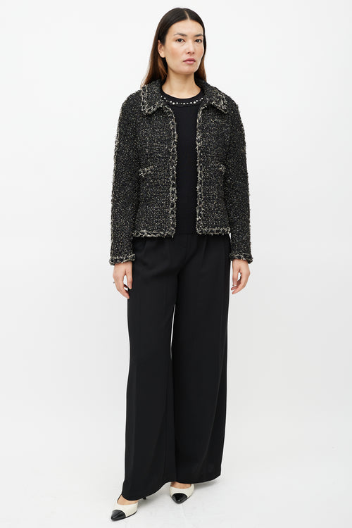 Chanel Black & Beige Tweed Jacket