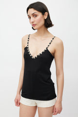 Chanel Fall 2005 Black Silk CC & Star Embroidered Tank Top