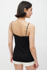 Chanel Fall 2005 Black Silk CC & Star Embroidered Tank Top