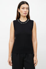 Chanel Black Cashmere Pearl Knit Vest