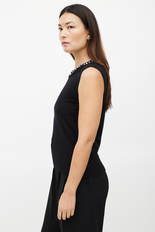 Chanel Black Cashmere Pearl Knit Vest