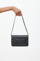 Chanel Black Caviar Leather Wallet On Chain Bag