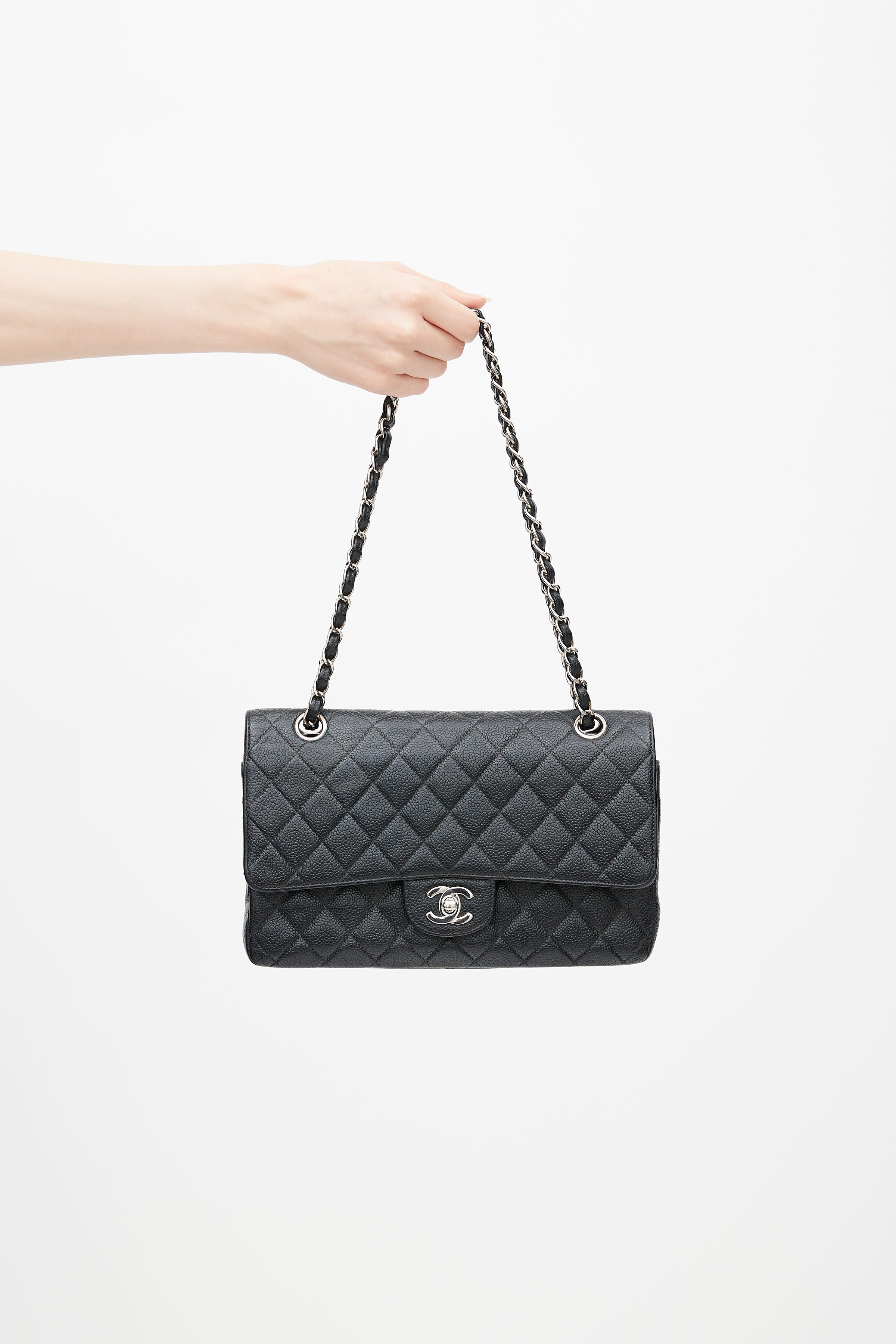 Chanel // Black Caviar Medium Double Flap Shoulder Bag – VSP