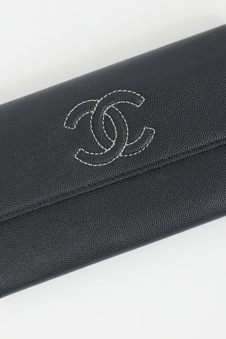 Chanel Black Caviar Timeless CC Long Flap Wallet