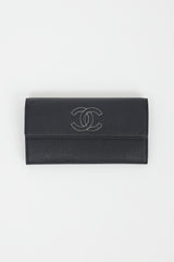Chanel Black Caviar Timeless CC Long Flap Wallet