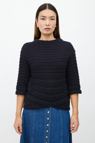 Chanel Spring 2011 Black Crochet 3/4 Sleeve Sweater